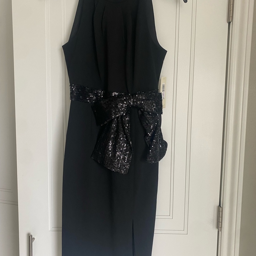 Eliza J Black Dress with Sequin Bow